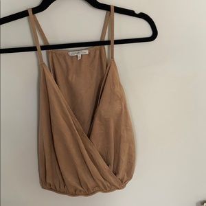Beige surplice going-out tank top